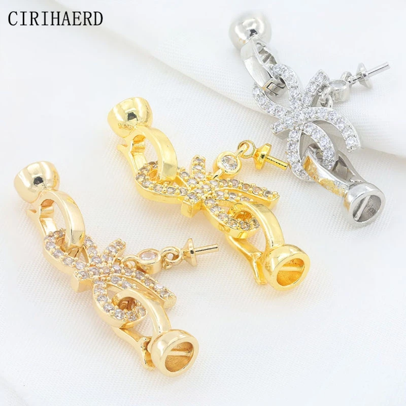 

Pearl Pendant Clasp Connector 14K/18K Gold Plated Bowknot Fastener Connector Clasps For Jewelry Making Supplies Fasteners Clasps