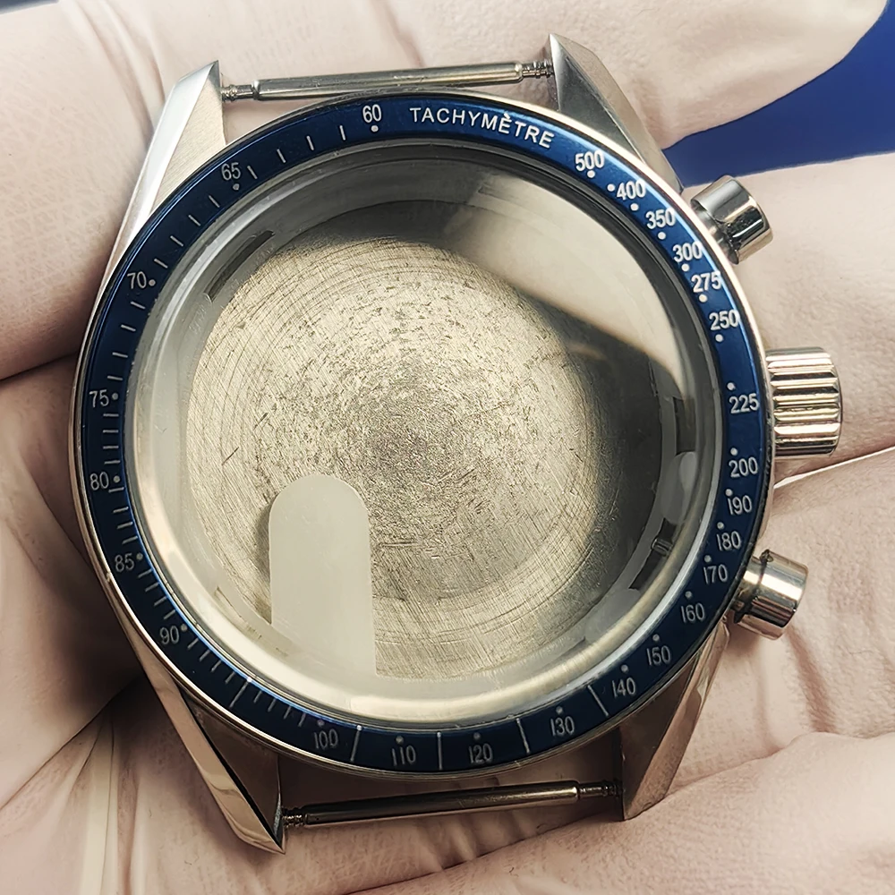 40 مللي متر ساعة رجالي حافظة من الفولاذ المقاوم للصدأ كلمة بيضاء الألومنيوم الحافة القمر الغطاء الخلفي صالح VK63 ساعة يد تعمل بالحركة اكسسوارات الجمعية #1