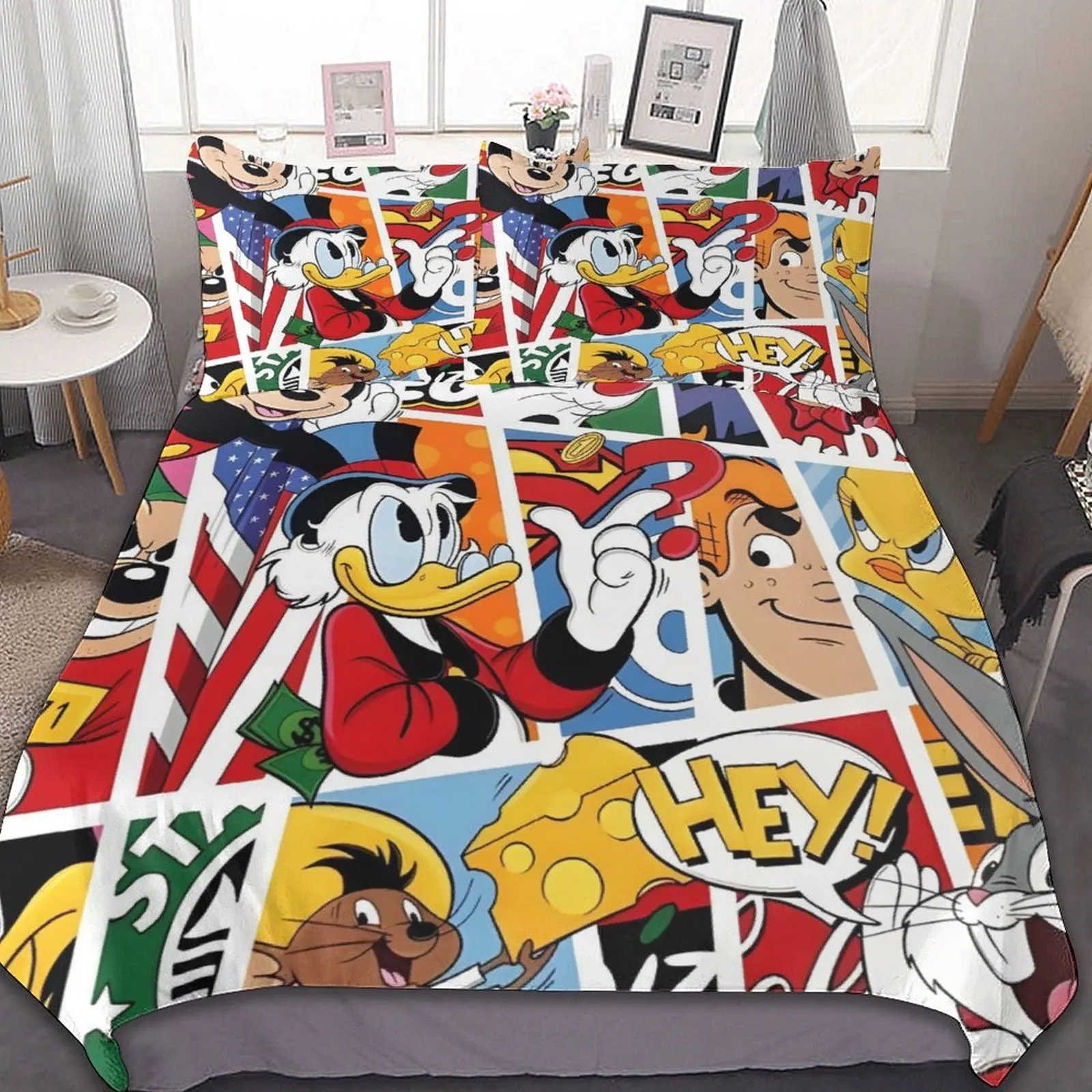 Imagem -05 - Disney-conjunto de Cama Infantil Capa de Edredão Consolador Roupa de Cama Quilt Cover Mickey e Amigos Pluto Pateta Pato Donald