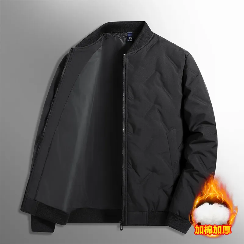 Chaqueta de algodón gruesa y cálida con cuello levantado para hombre, Parkas acolchadas informales de Color sólido, ropa de calle, abrigo Social de hip hop, Tops de invierno