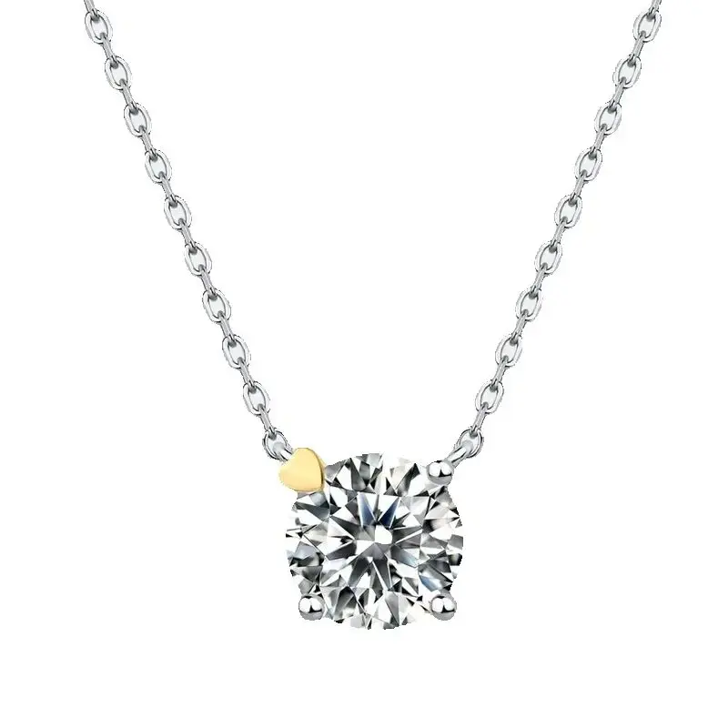 

WES Love Moissanite Necklace 18K Gold Set with Zirconia PT950 Platinum Bright Color Clavicle Chain