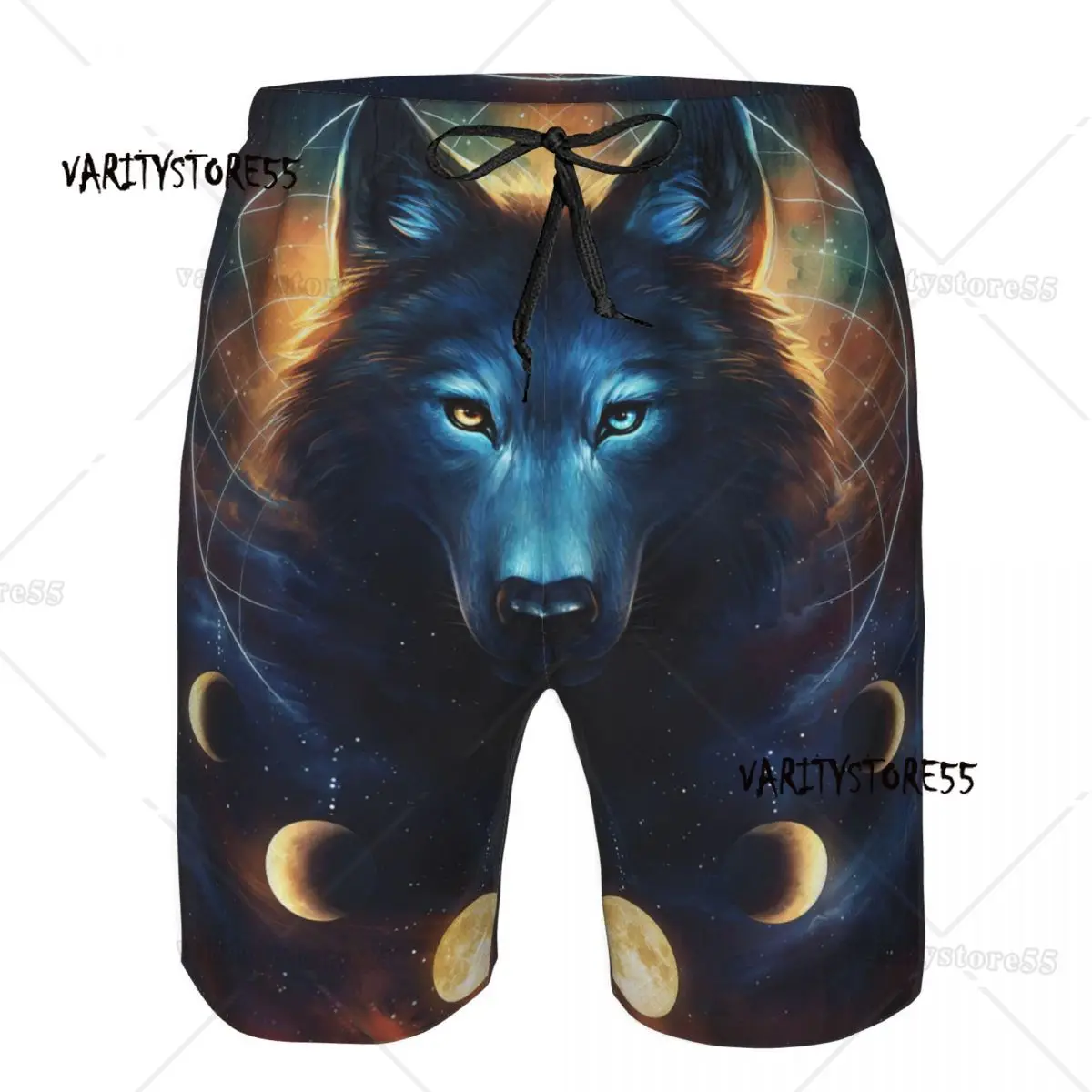 Mens Quick-drying Lunar Wolf with Galaxy Space Swimsuit Men Bathing Suit Men's Swimwear