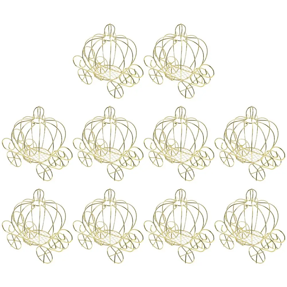 

10 Pcs Metal Candy Box Carriage Container Pumpkin Cart Decorative Storage Case Gift Holder Chocolate Supplies