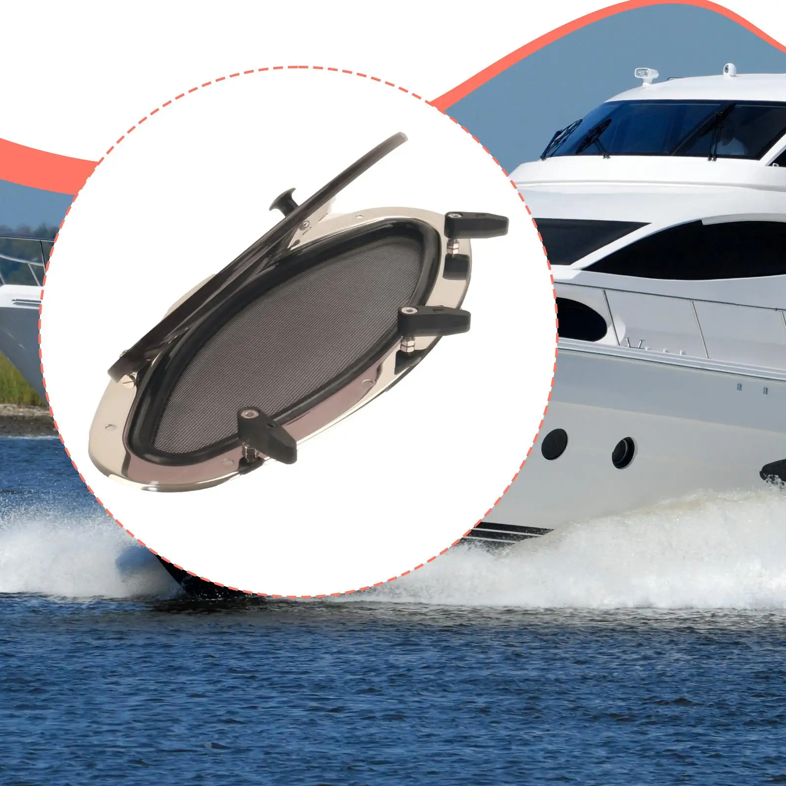 نافذة بورتول مع شاشة، نافذة مفتوحة سهلة التركيب بديلة بمقبض مقبض للقوارب RV #1