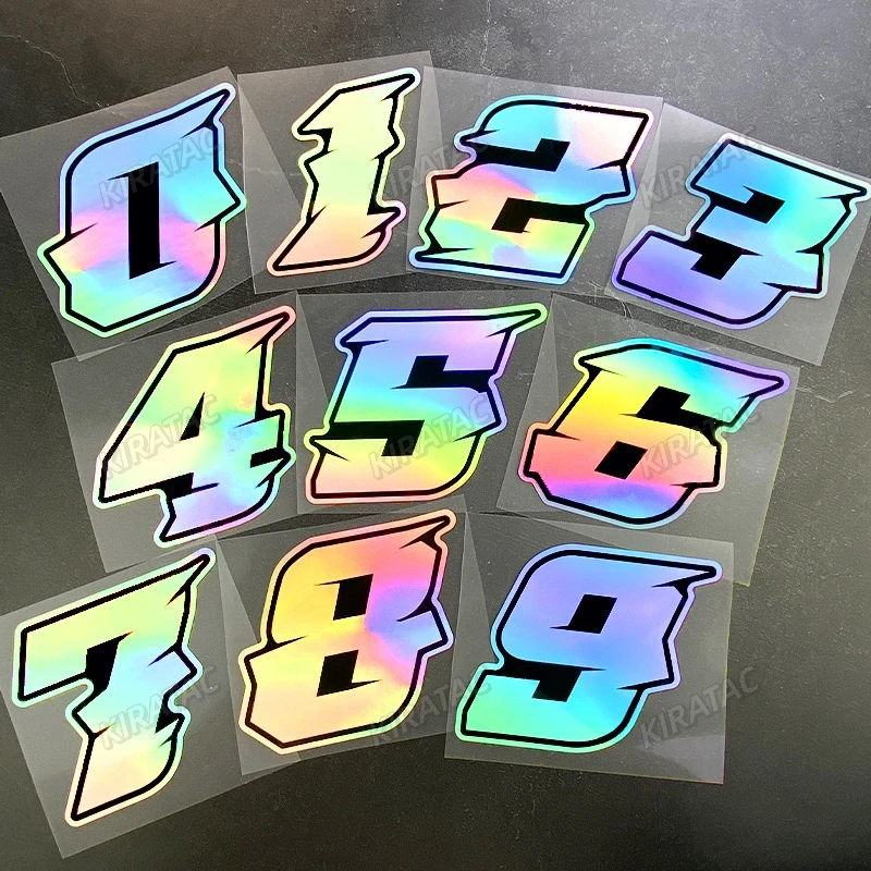 

1PC Arabic Numerals Laser Motorcycle Stickers Waterproof for Motorbike Fuel tank Front Fairing Scooter Helmet Box Vinyl Decals