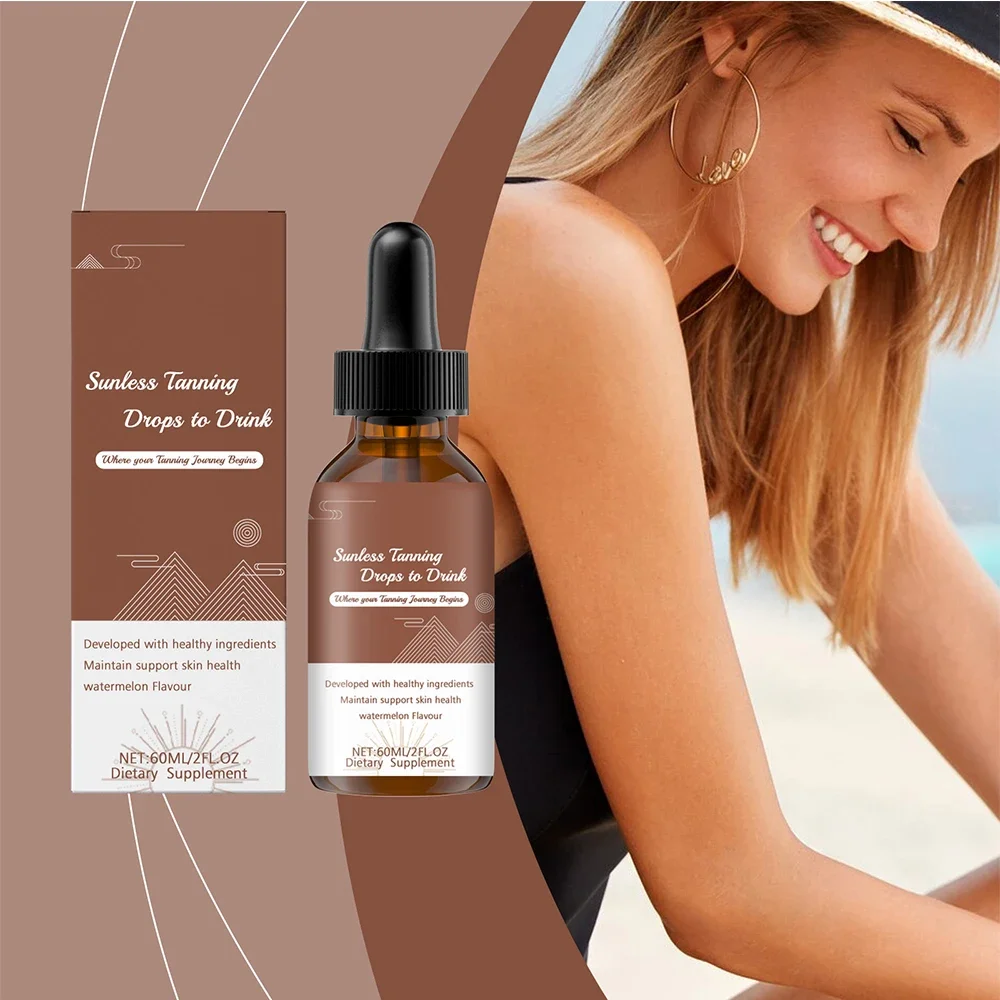 

Internal Sunless Tanning Drops DHA Beta-Carotene Glow Booster Vegan Drinkable Tan Supplement for Skin & Body Gradual Sun-Kissed