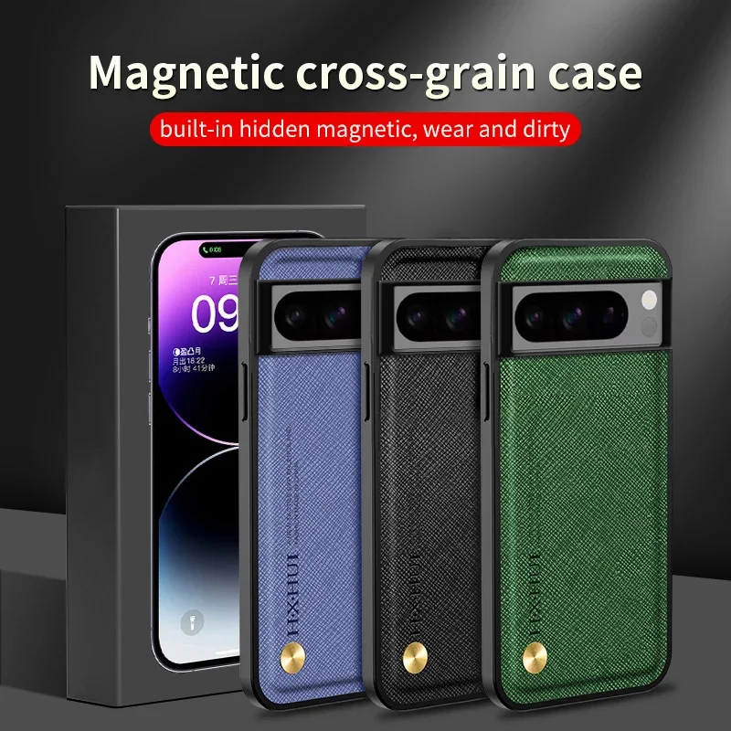 

Phone Case for Google Pixel8 Pixel 8 Pro 8A 7A 7 Pro Luxury Leather Solid Color Built-in Metal Airbag Soft Shockproof Cover