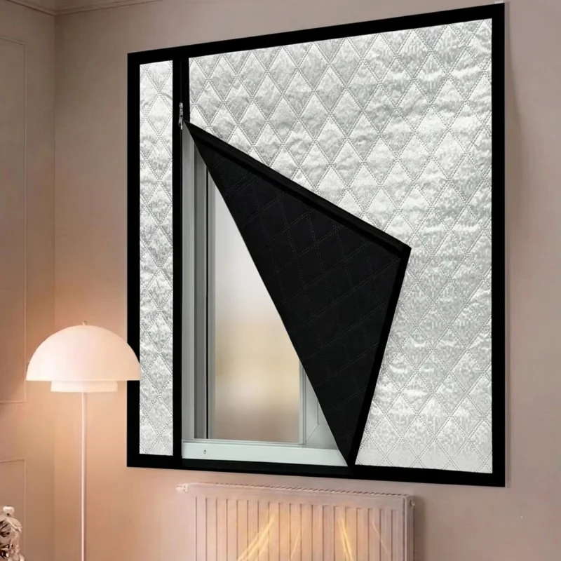 Black side zipper, winter insulated curtain, insulated, warm, sunshade, soundproof, no drilling installation, customizable size
