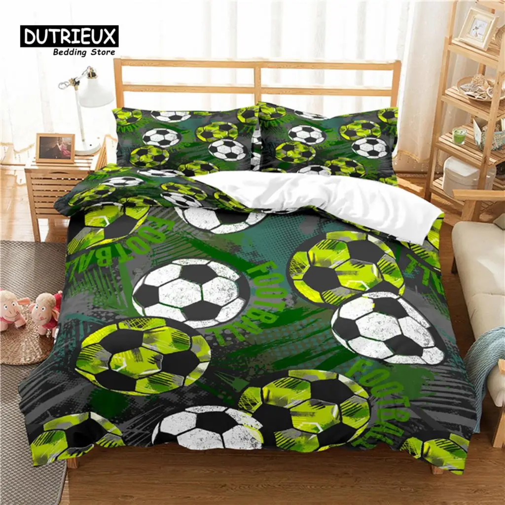 

Home Living Luxury 3D Football Print 2/3Pcs Comfortable Duvet Cover PillowCase Bedding Sets Queen and King EU/US/AU Size