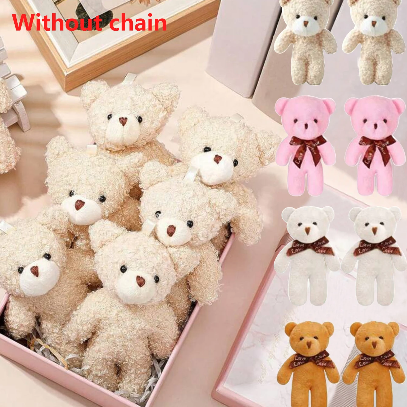 10 Uds. Mini oso de peluche de dibujos animados, regalo de cumpleaños para niña, muñeca para cumpleaños, boda, recuerdos, suministros, accesorios DIY