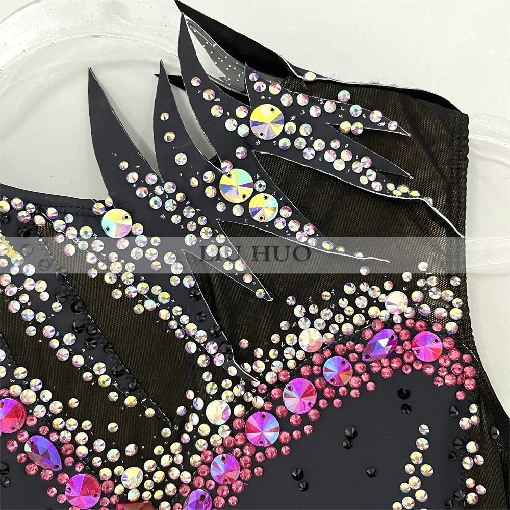 LIUHUO Rhythmic Gymnastics Leotard Customize Adult Women Girl Costume Performance Competition Dance Dress Sleeveless Multi-color