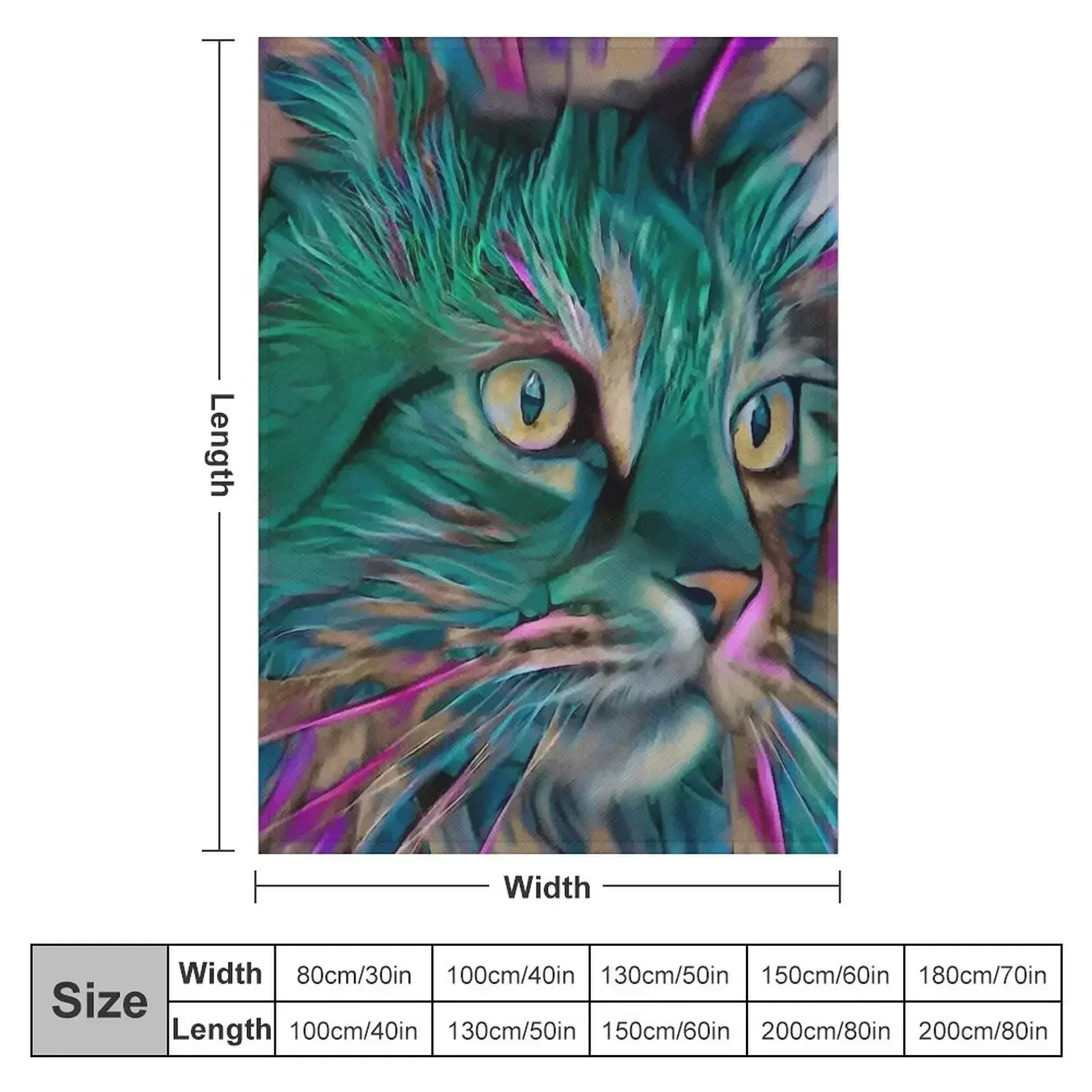 Mara verde, cat, chat, cat, lea roche paintings, kitty, kitten Throw Blanket couch cozy soft plush fuzzy picnic outdoor blanket