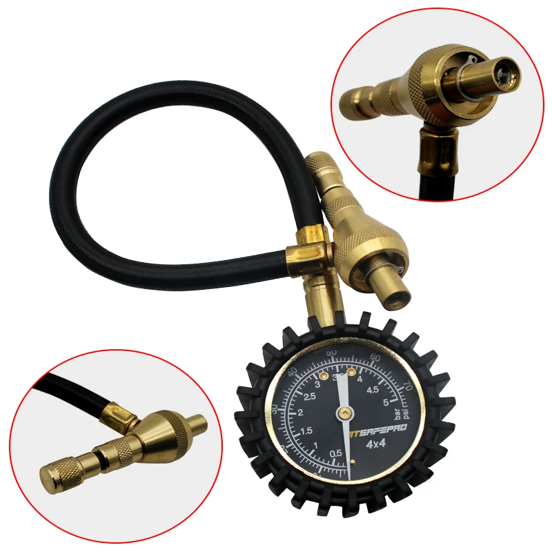 75Psi Car Tire Pressure Gauge Heavy Duty 2 In 1 Professional Rapid Deflate Special Chuck For 4X4 Large Offroad Tires On Jeep