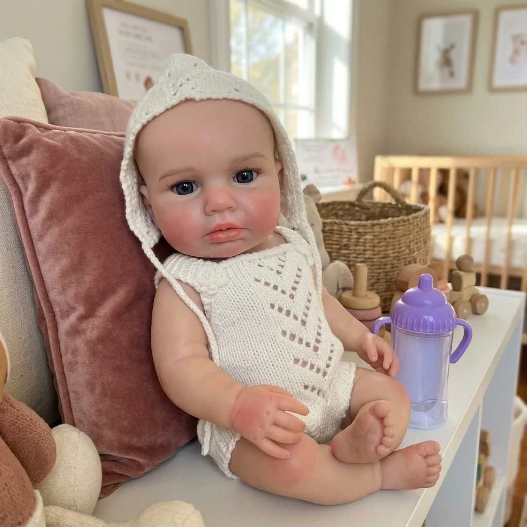13 Inch Awake Loulou Reborn Doll, Soft Touch Silicone, White Outfit, 2 Outfits Birthday Gift