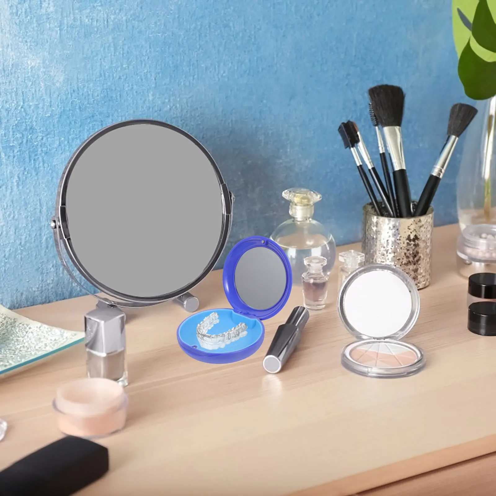 

Маленький ортодонтический фиксатор, устойчивая к царапинам коробка, зеркальная крышка, портативный держатель для зубных протезов, компактная защита для хранения скоб, уличная