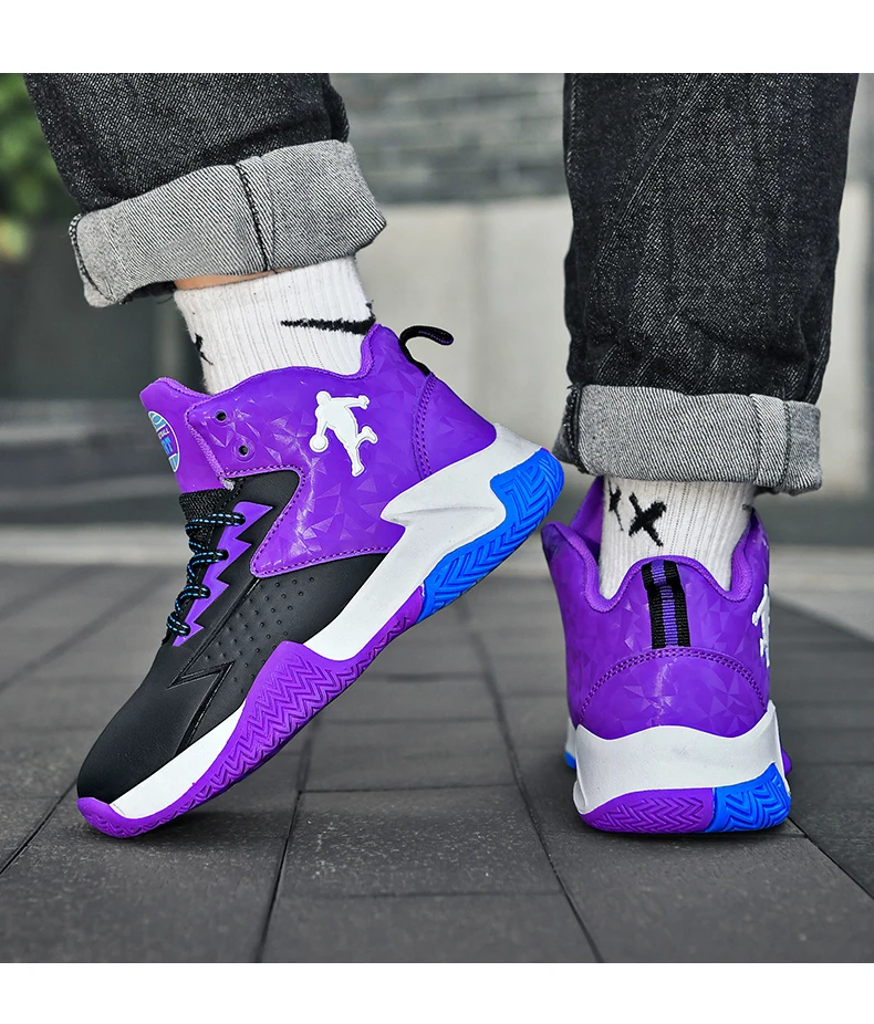 Kinder-Basketballschuhe, rutschfest, atmungsaktiv, Basketball-Trainings-Sneaker, Schnür-Basketballstiefel für Jungen und Mädchen, Sportschuhe – Detail 15