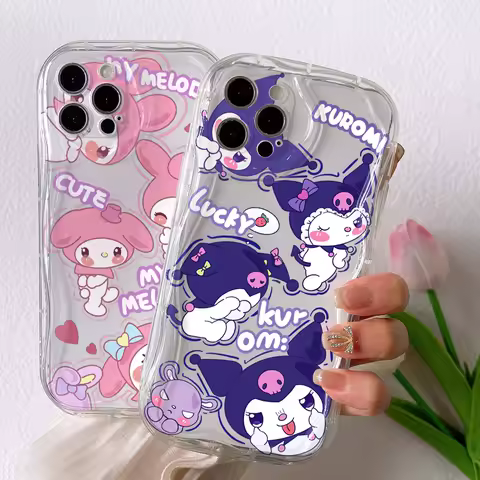Cute Kuromi My Melody Phone Case for Xiaomi Mi 14 12 11 Lite Poco C61 X6 X5 X4 X3 NFC M6 M3 F6 F5 F4 Pro 4G 5G Creamy Wave Cover