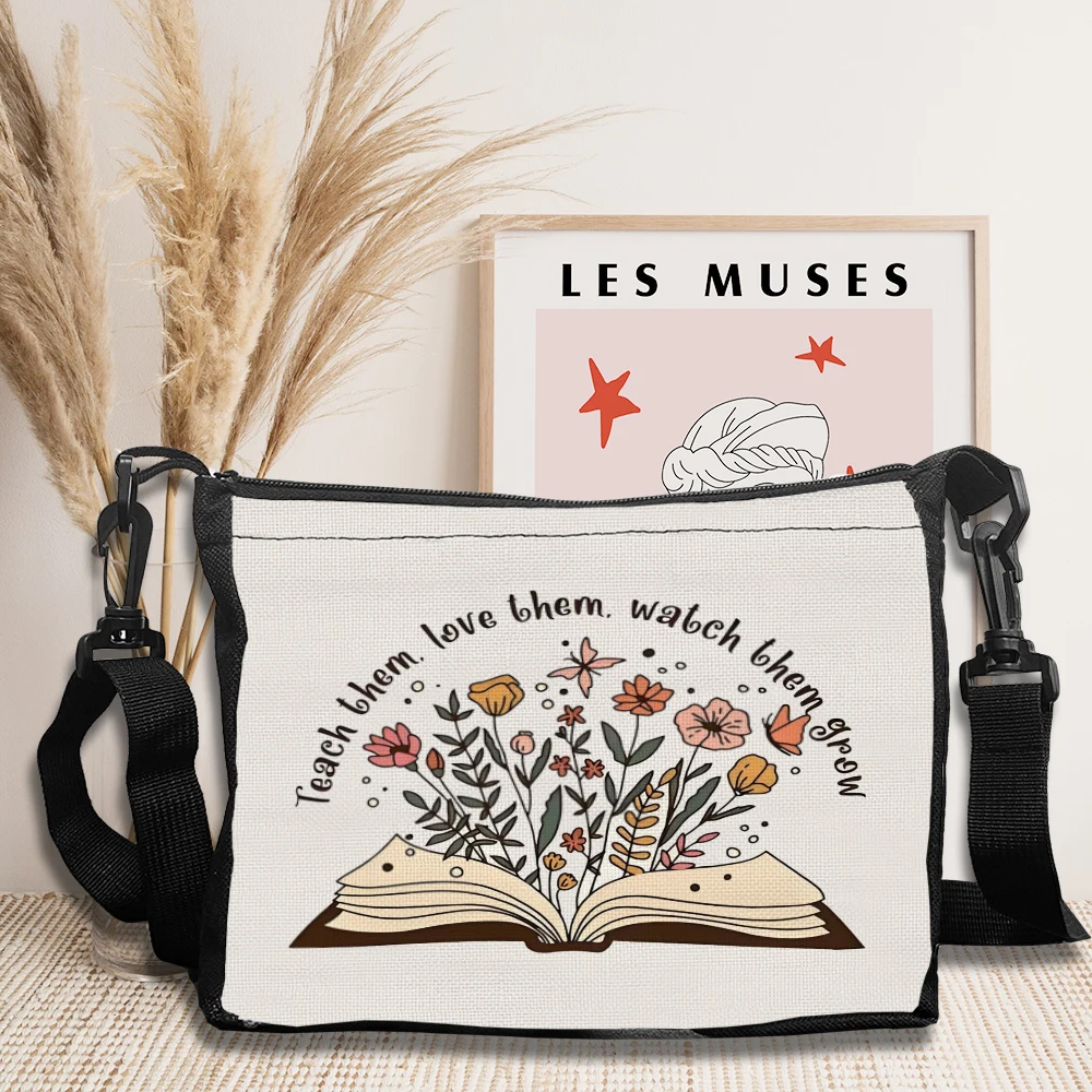 

Teacher Boho Flowers Teach Them Love Them Watch Them Grow Large Capacity Handbag For Women's Commuter Shoulder Bag 6.17