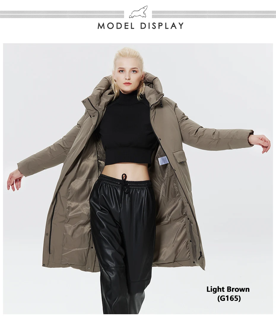 ICEbear 2023 Winter Women Jacket Long Cotton Big Pockets Ladies Coat Women's Thickened Warm Parka GWD22578-1D