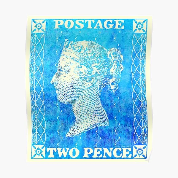 2 Penny Blue แสตมป์โปสเตอร์ตลกภาพจิตรกรรมฝาผนังพิมพ์หน้าแรกภาพผนังตกแต่ง Modern Art ภาพวาด Vintage ไม่มีกรอบ