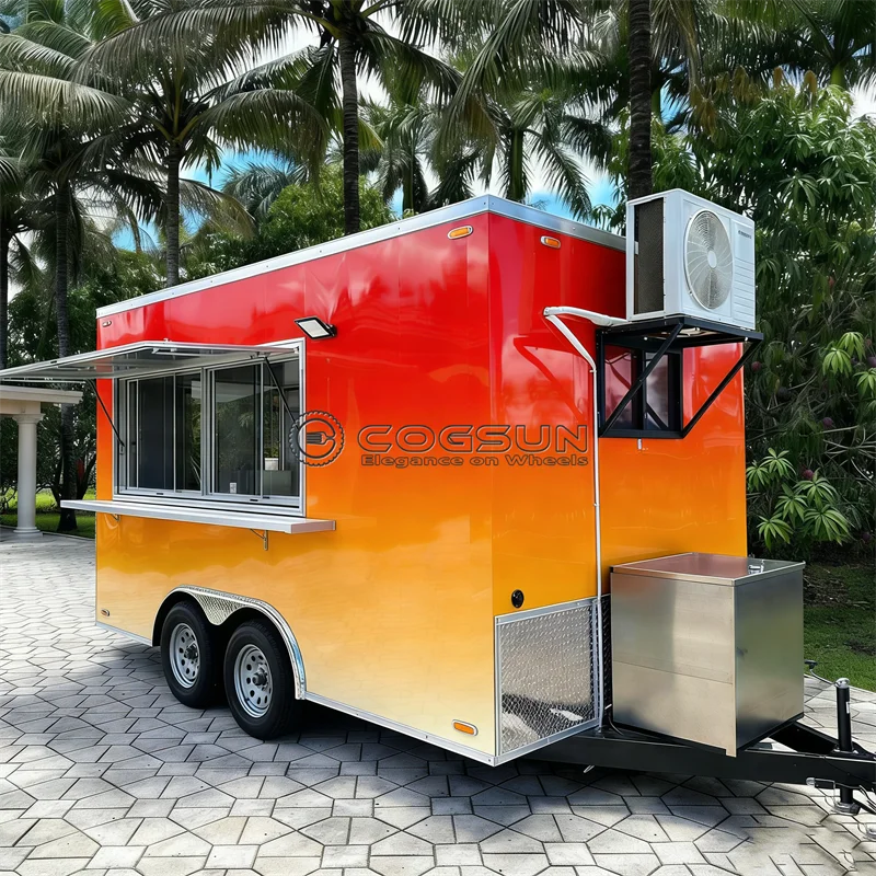 

COGSUN Mobile Food Truck Concession Cart Crispy Chicken Wings Bbq Fully Equipped ice cream truck