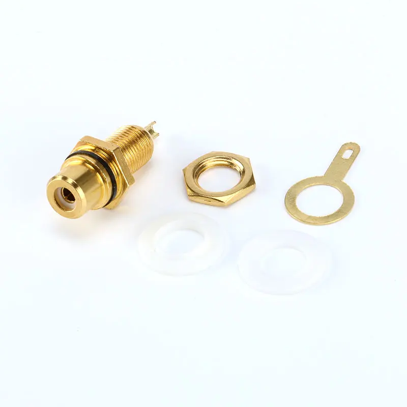 2PCS AV Plug RCA Female Plug Jack Audio Socket  Gold Plated Amplifier Chassis Phono Connector With Nut Solder Cup  Red / Black