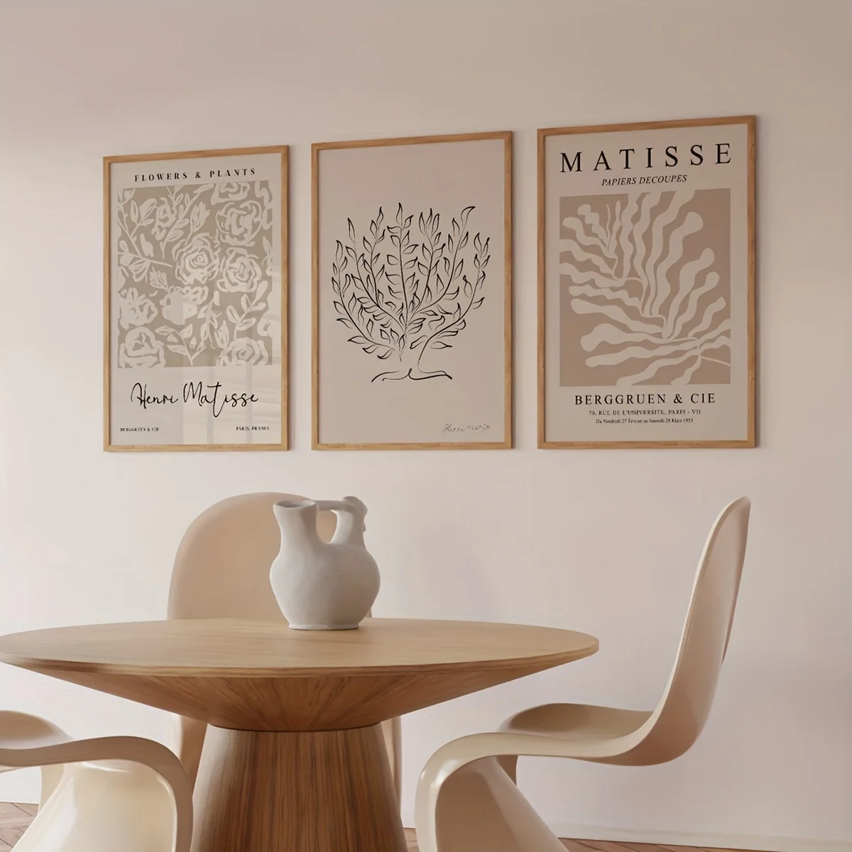 1/3pcs Matisse-inspired Neutral Plant Flower Canvas Print Green Leaf Pattern Landscape Wall Art Poster for Modern Home Decor