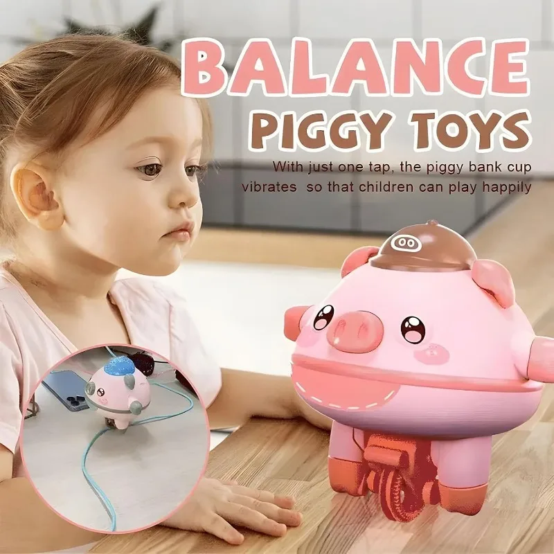 Children\'s Rolling Balance Play Novel Rope Walking Rolling Unicycle Acrobatics Rolling Balance Pig for Children Over 3 Years Old