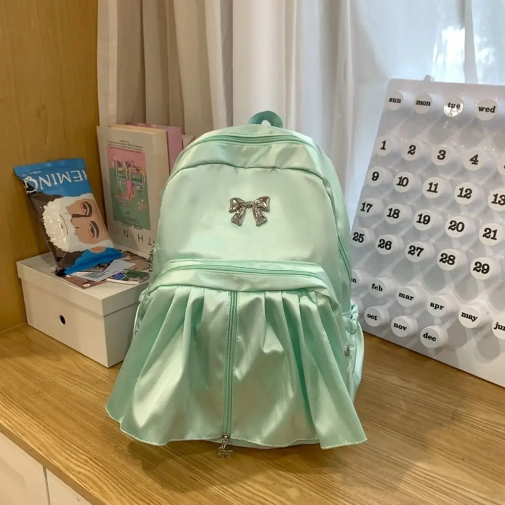 Large Capacity Transparent Pocket Curtain Backpack Nylon Clear Cotton Doll Itabag Bow Creative Badge Display Ita Bag Lolita