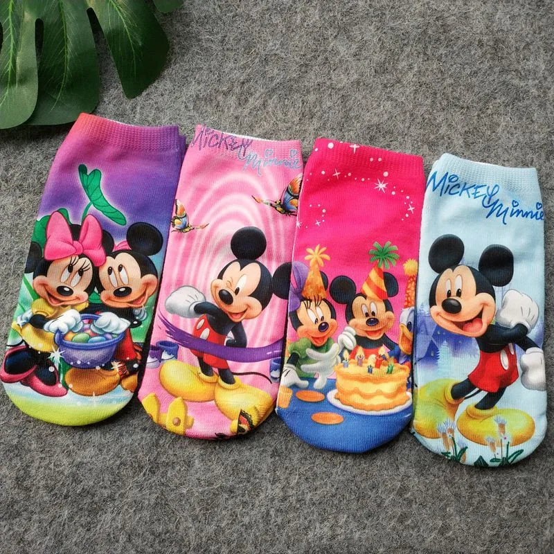 Disney Anime Mickey Mouse Short Socks Kawaii Princess Cars Children Woman Girl Socks Cartoon Kids Gifts