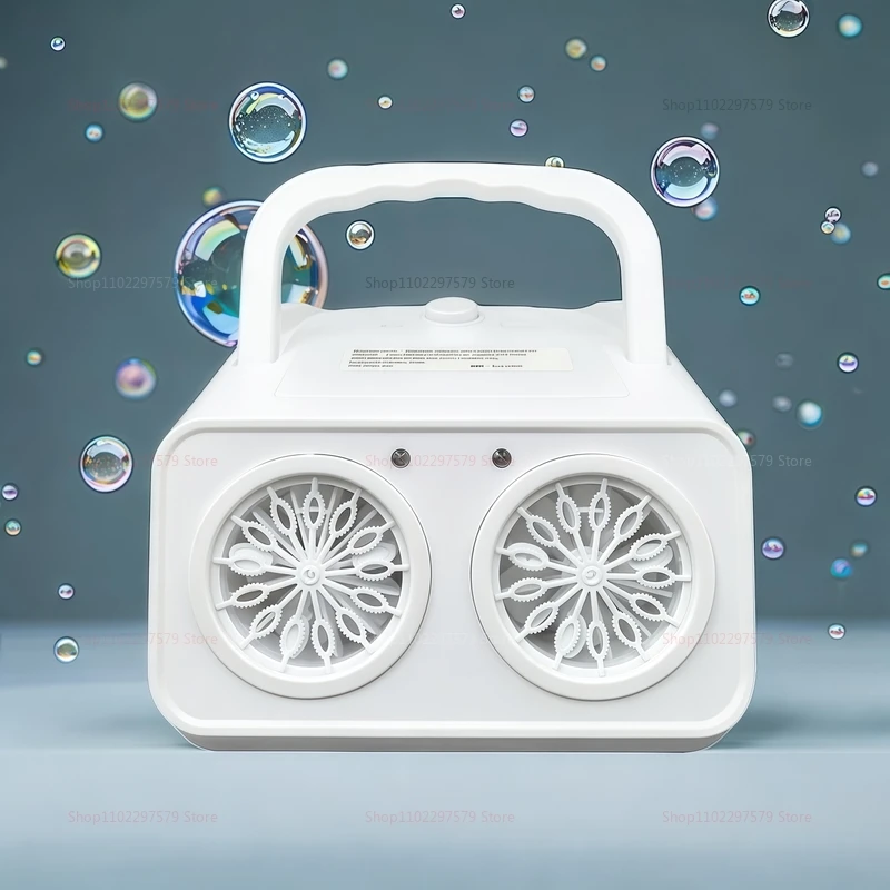 2개의 팬이 있는 자동 버블 머신 업그레이드, 분당 50000개 이상의 버블 생성, 휴대용 버블 메이커, 어린이 야외 실내 파티 장난감 선물