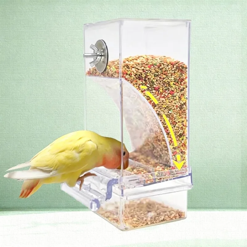 Transparent Parrot Feeder - no mess design, transparent automatic parrot with visible food supply