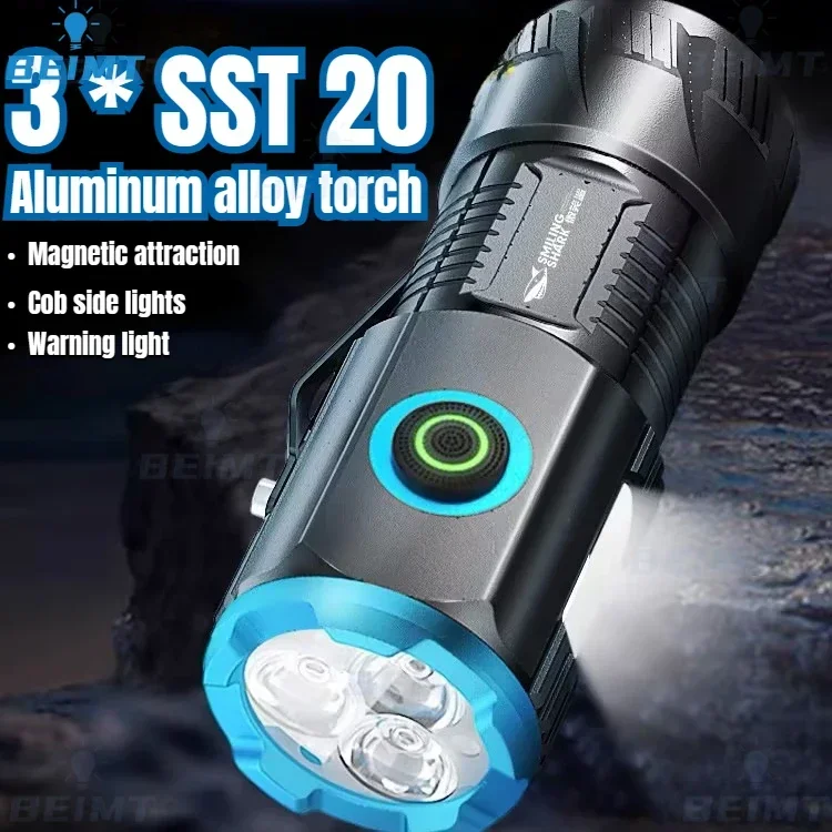 3*LED USB Rechargeable Pocket EDC Mini Led Flashlights With 18350 Battery Strong Powerful Outdoor Camping Lamp COB Work Light