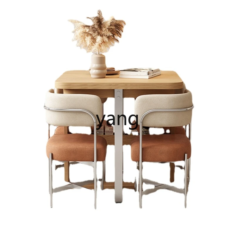 

Yhl Table and Chair Combination Nordic Modern Simple Small Apartment Home Log Style Multi-Functional Dining Table