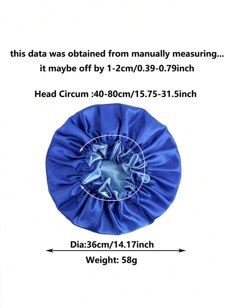 Double-Layer Contrasting Satin Sleep Cap-Style Wig Cover, Double-Sided Satin Shower Cap, Smooth Color-Matching Sleep Cap