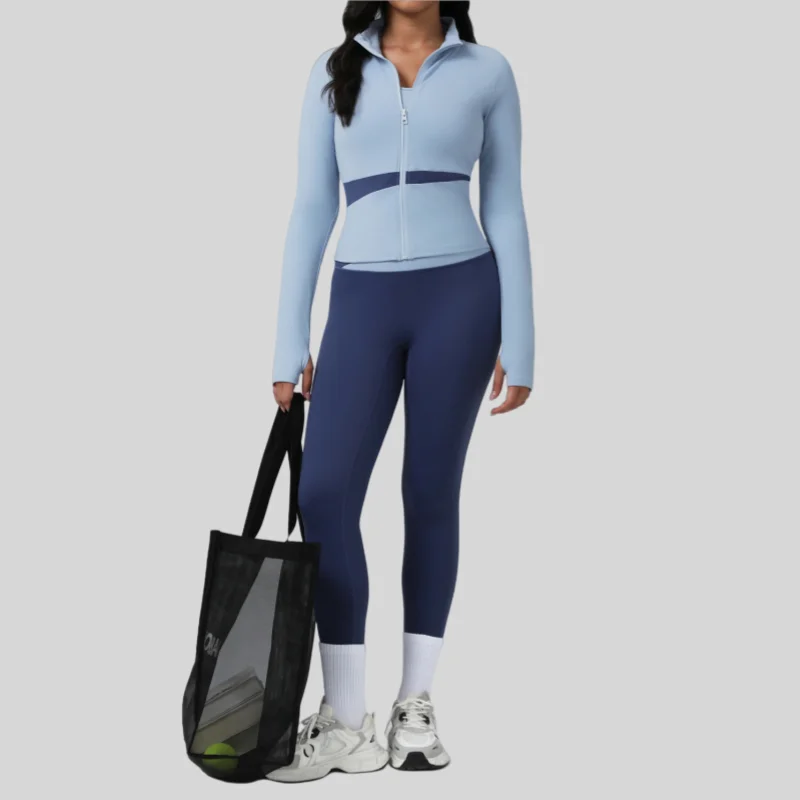 

Комплект для йоги для женщин, комплект из 2 предметов, цветной блок, фитнес-наряд, леггинсы с высокой талией и подъемом бедер, топ с длинными рукавами для тренировок в тренажерном зале, бега