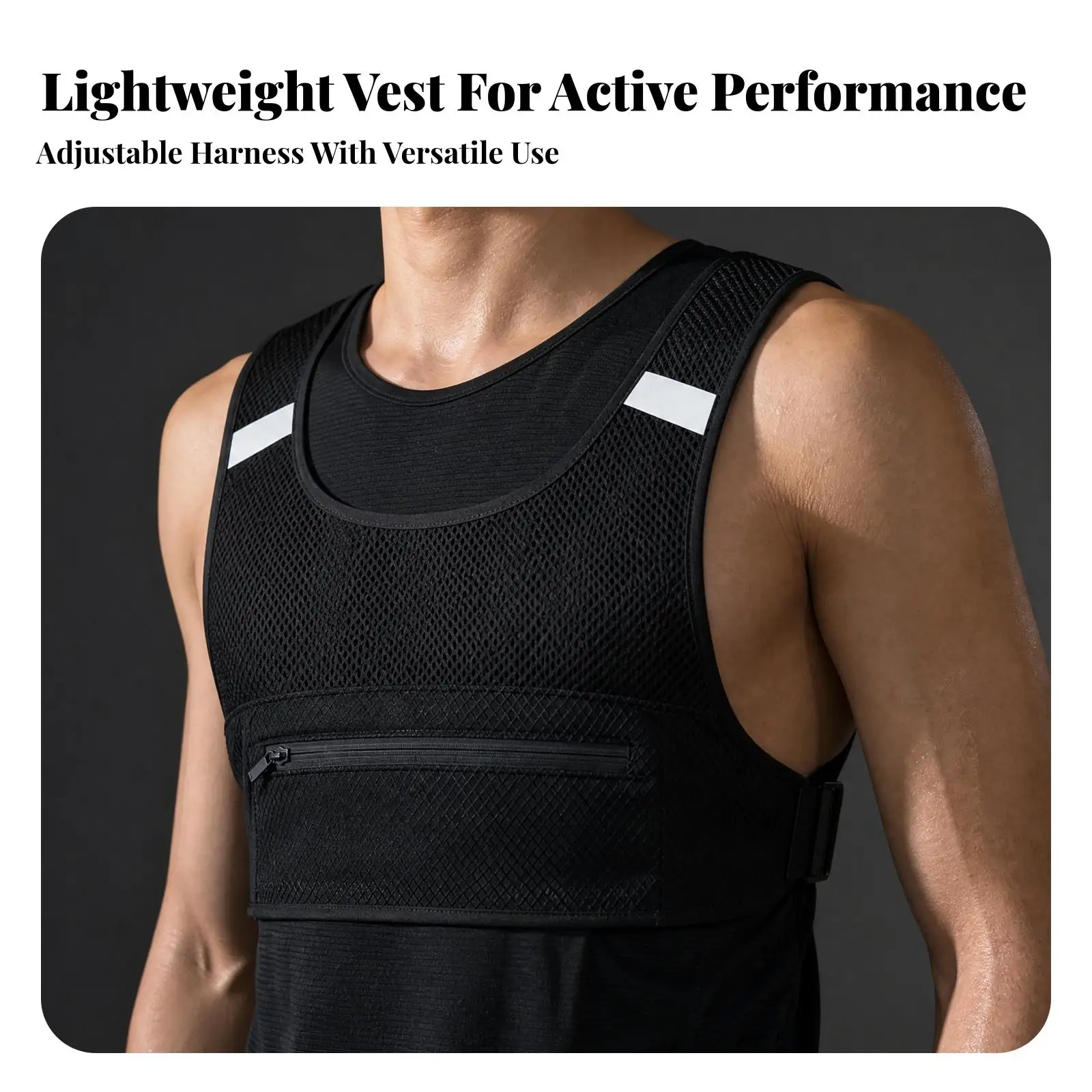 Lightweight Vest Style Night Running Bag with Adjustable Straps for Men Women Reflective for Trail Running Walking