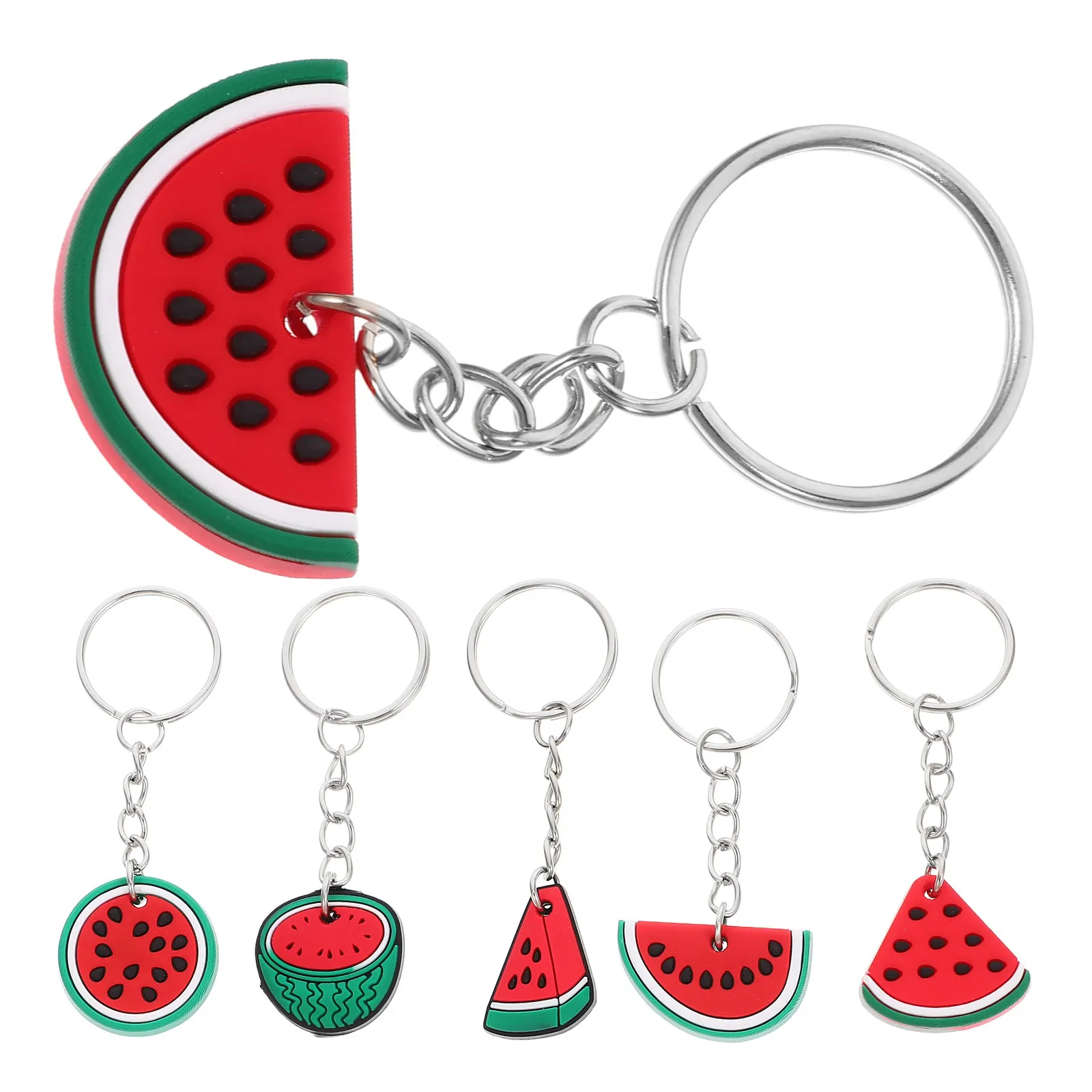6Pcs Watermelon Slices Keychain PVC Key Ring Hanging Charm Stylish Fruit Pendant for Birthday Return Gifts Watermelon Decor