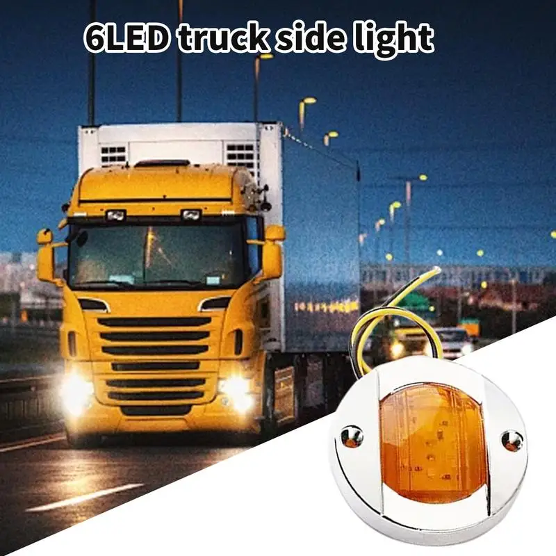 6LED 12V24v Round Waterproof Car Lights Truck Marker Lights Multipurpose Marker Lights Round Side Lights for SUVs Van Caravans