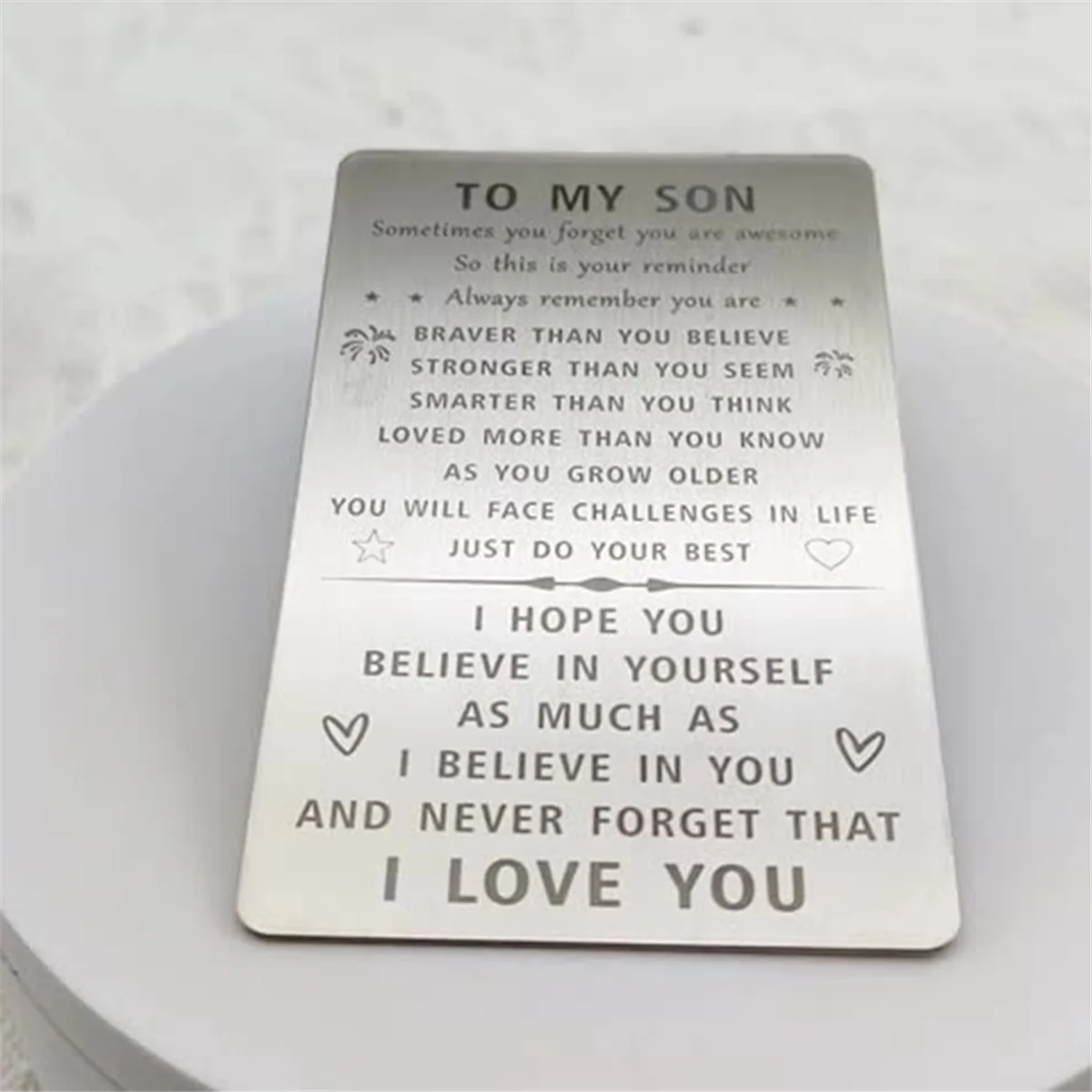 To My Son Gifts, Engraved Wallet Card for Son, Remember Whose Son You are New Year Granduation Gift Idea with Envelope