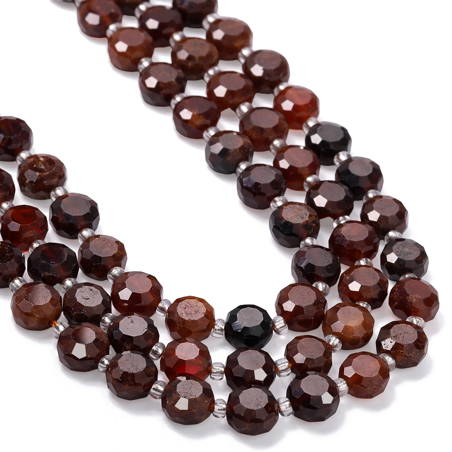 AAA Natural Orange Garnet Stone Beads 8x5mm Faceted Flat Round Coin Shape Beads for Jewelry Making Diy Bracelet Accessories