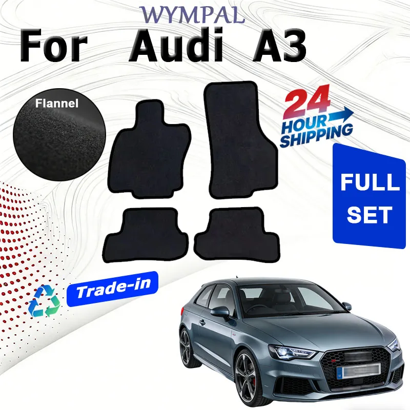 ECOAUTO Velour rugs set Carpet Rugs For Audi A3/S3TDI2doors(8V7,8VE)2014-Present Anti-slip Stylish Odorless Flame retardant