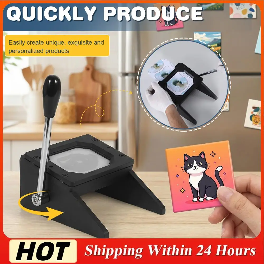 

3.5x2.5in Rectangle Fridge Magnet Maker Machine Kit Refrigerator Sticker Making Machine with Paper Cutter & 100 Sets Supplies