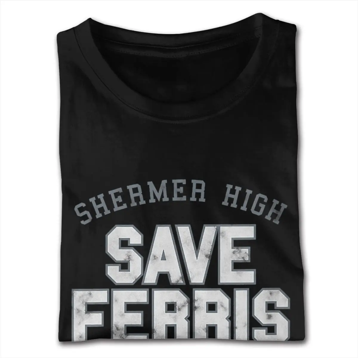 Sport Ferris Bueller'S Day Off Shermer High Save Ferris Tee Shirts Men's 3XL Short Sleeved Heavy Cotton Black Crew Tee Shirt