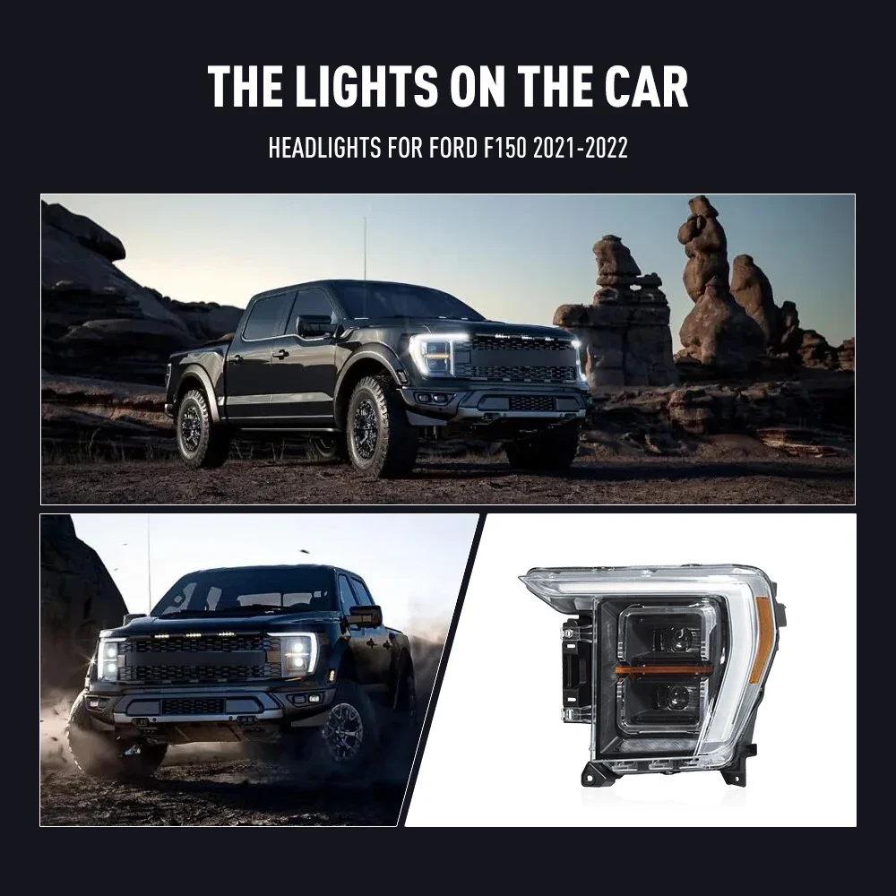 

2PCs Car Styling Head Lamp for Ford F150 2021-2022 LED Headlight DRL Daytime Running Lights Signal Lamps Auto Accessories