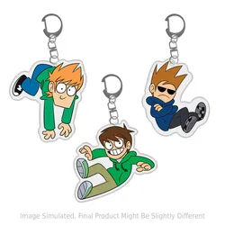 Matt Anime KeyChain women Eddsworld 3 Pack key chain for men key ring acrylic car keyring party Pendant Japan Cos Girls Gift