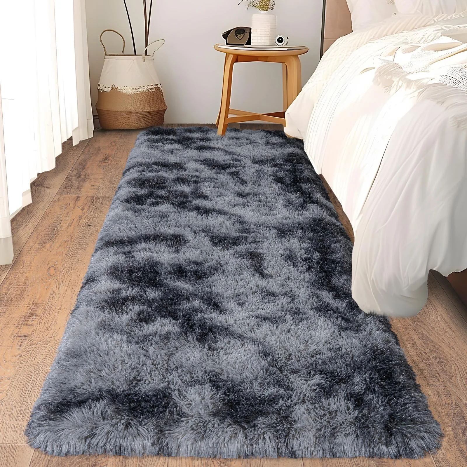 VIKAMA Ultra-Soft Running Rug Bedroom & Hallway Anti-Slip Mat Fluffy Plush Bedside Dormitory Carpet Home Decor