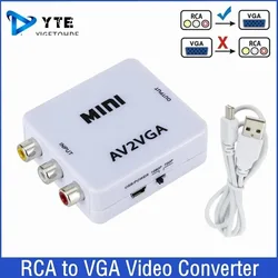 YIGETOHDE HD 1080P Mini Video Convertor RCA AV to VGA Video Converter Conversor With 3.5Mm Audio AV2VGA / CVBS+Audio To PC HDTV