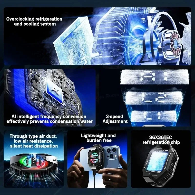 MEMO DL20 3 Gears Adjustable AI Semiconductor Cooling Fan Radiator Back-clip Cool Heat Sink for IPhone Android Game Accessories