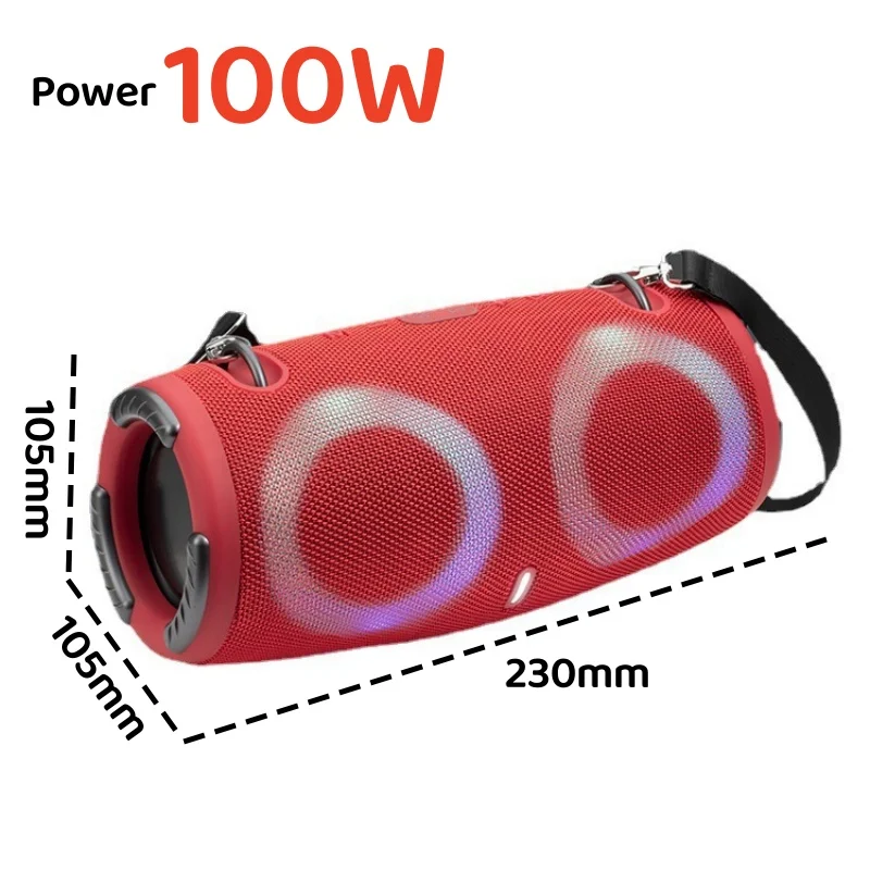 Portable Waterproof 100W High Power Bluetooth Speaker RGB Colorful Light Wireless Subwoofer 360 Stereo Surround TWS FM Boom Box